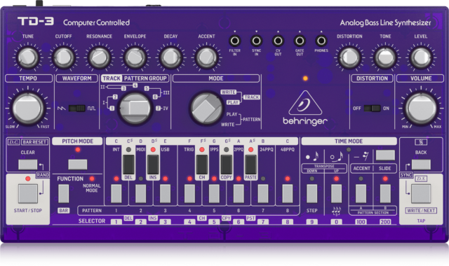 BEHRINGER、アナログベースラインシンセサイザー「TD-3」の新色5色を